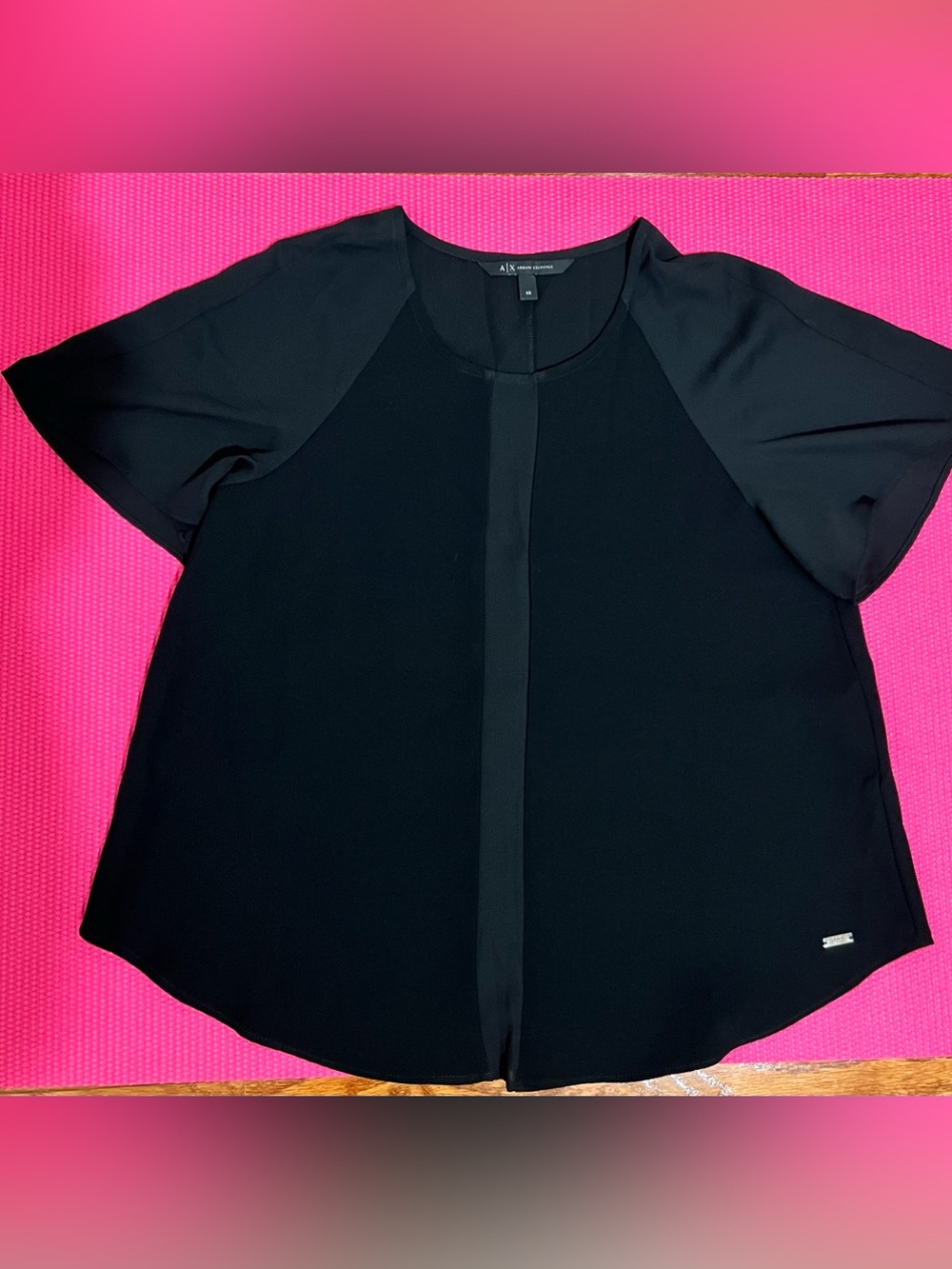 Armani Exchange Black Short-Sleeve Round-Neck Blouse